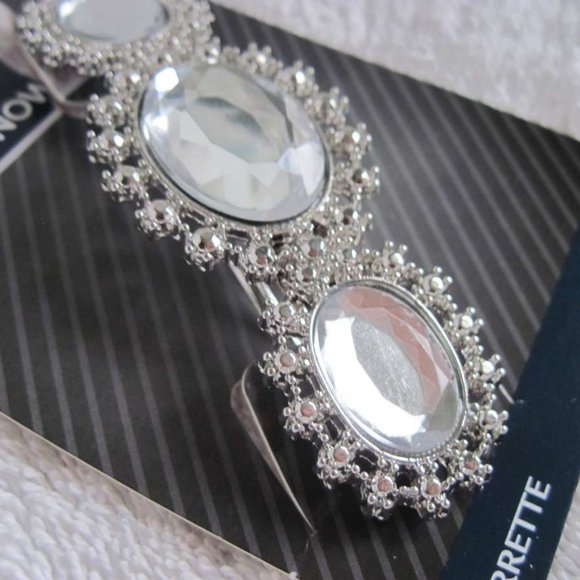 1 Goody Amelia Fashionow Rhinestone Diamond Fancy Metal Hair Barrette Silver Pew - Picture 4 of 8